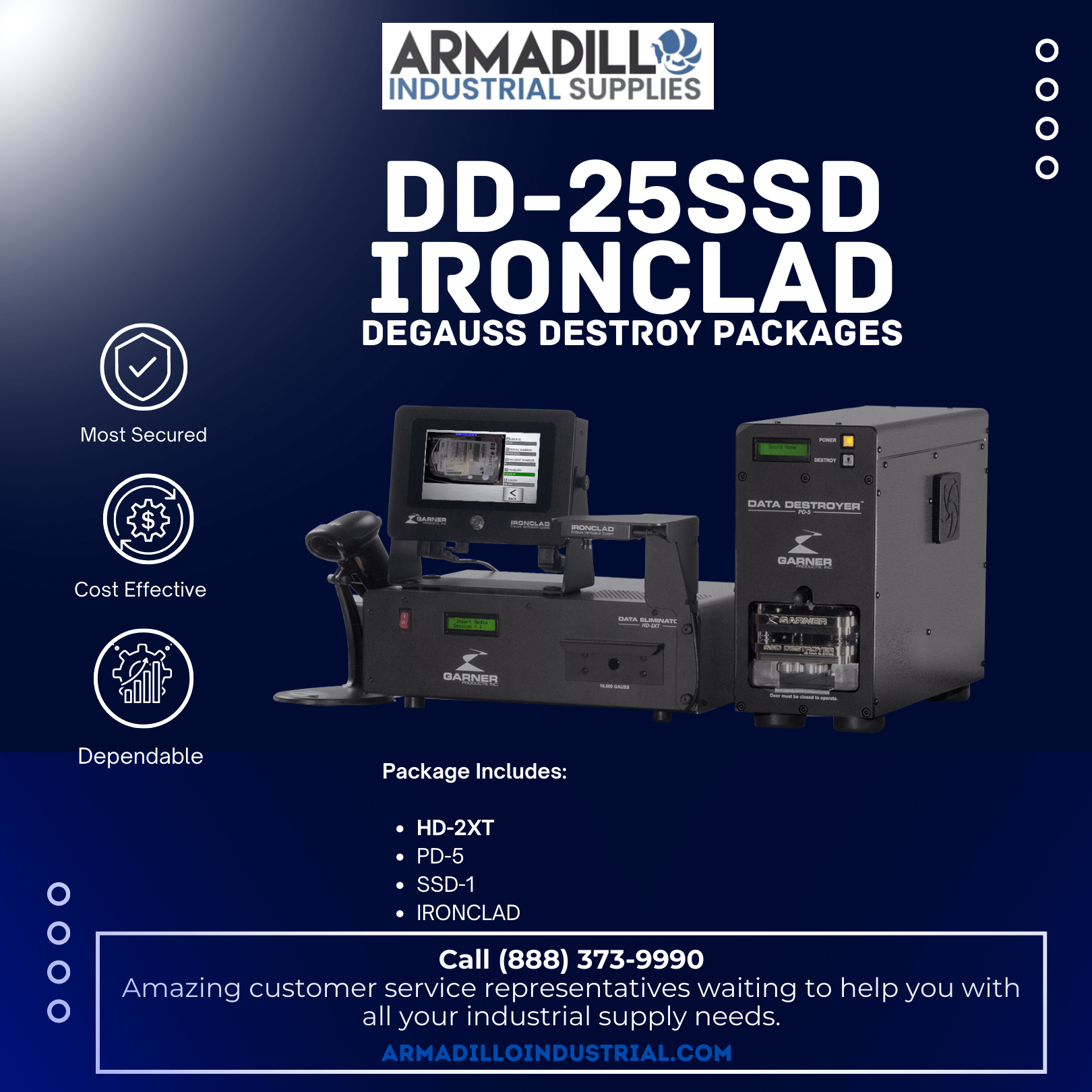 Garner Products Caliber DD-25SSD IRONCLAD Degauss & Destroy Package DD-25SSD IRONCLAD