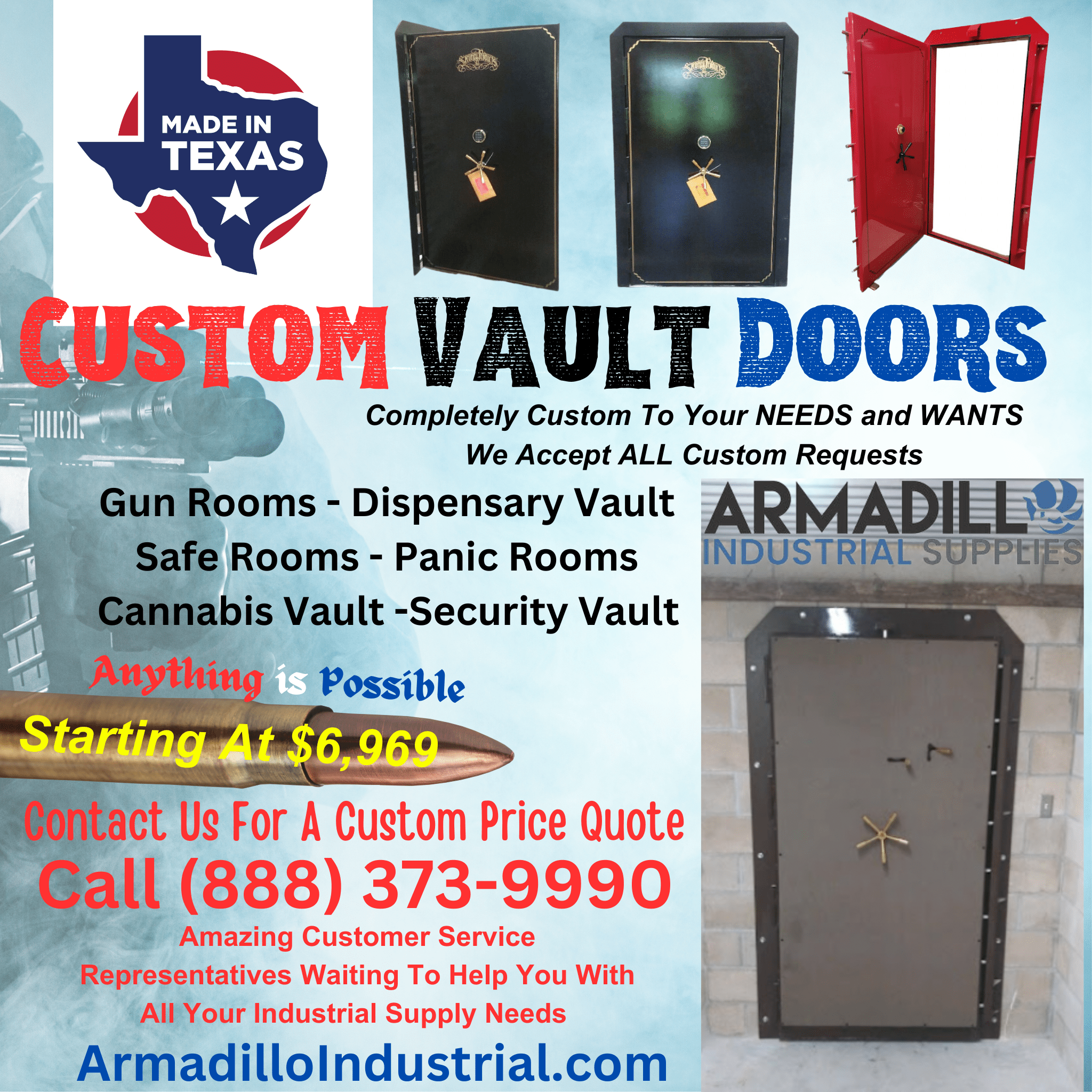 Security Products Custom Made Vault Doors - Texas Made - Armadillo Industrial